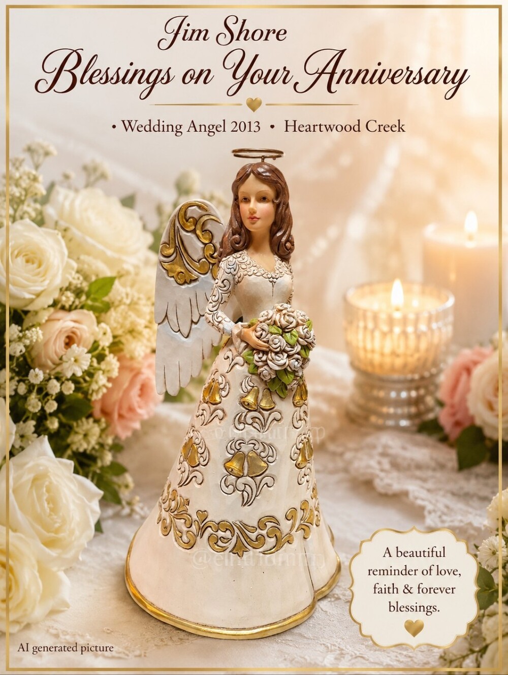 Jim Shore Blessings on Your Anniversary Angel Bride Bridal Wedding 2013